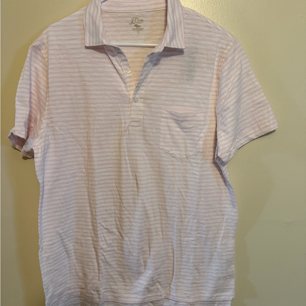 J. Crew Light Pink Striped Polo Shirt